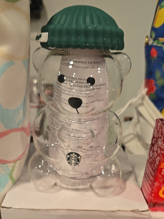 Starbucks Other - Starbucks Clear Bear Bottle with Green Lid